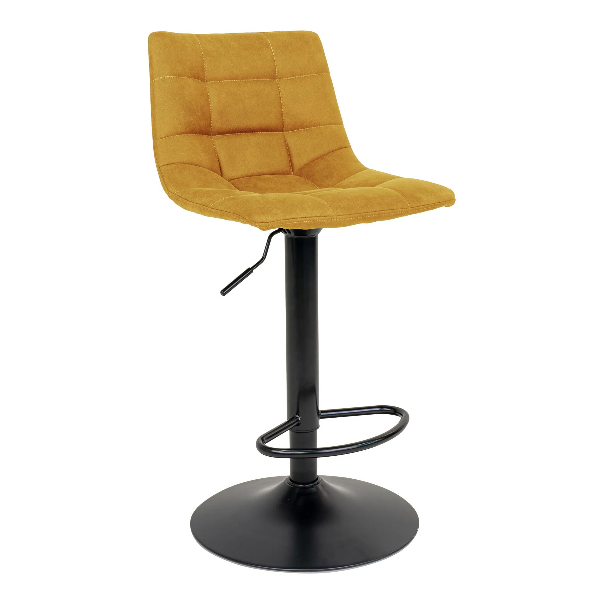 Middelfart Bar Chair Option 3 – Mustard Yellow Velvet with Adjustable Height - Image 3