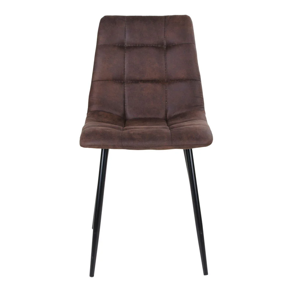 Middelfart Dining Chair Option 2 – Brown Microfiber Seat with Steel Frame
