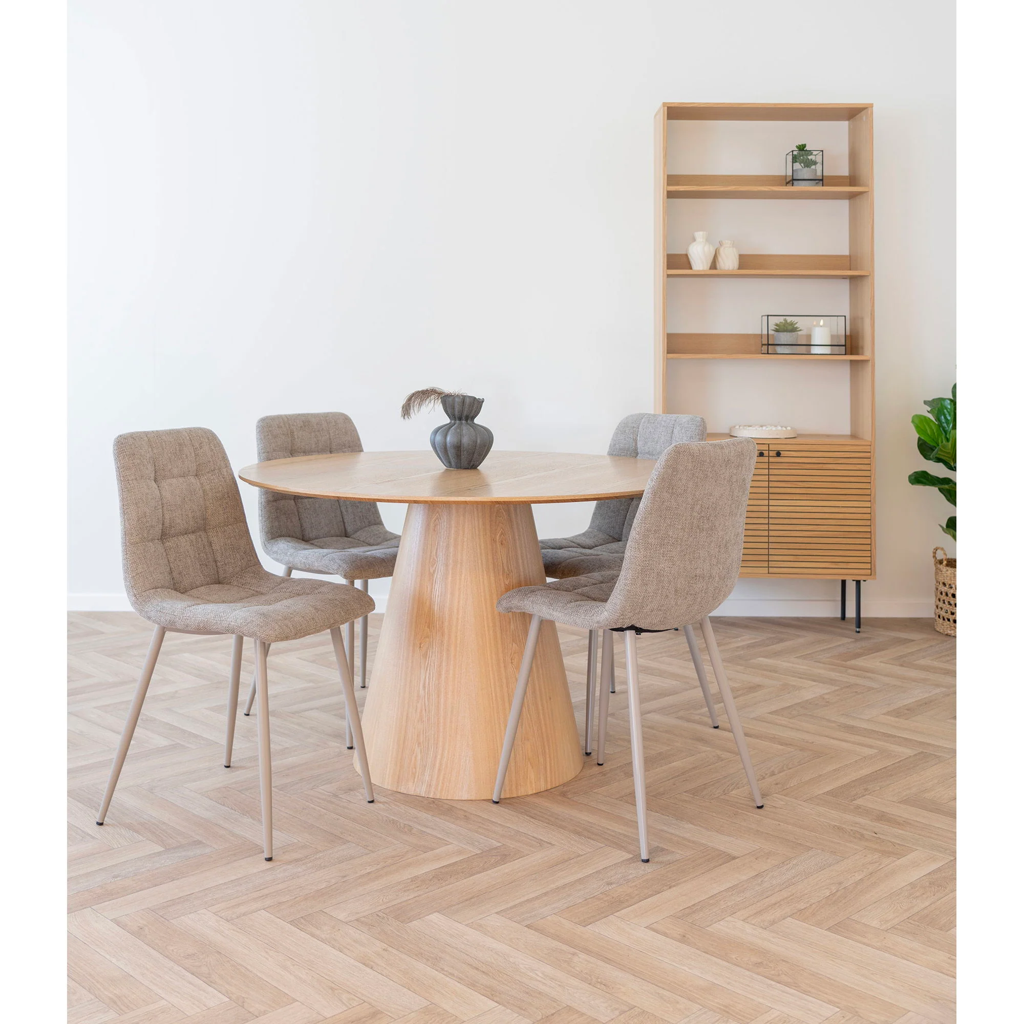Middelfart Dining Chair Option 8 – Grey Polyester Seat with Steel Frame