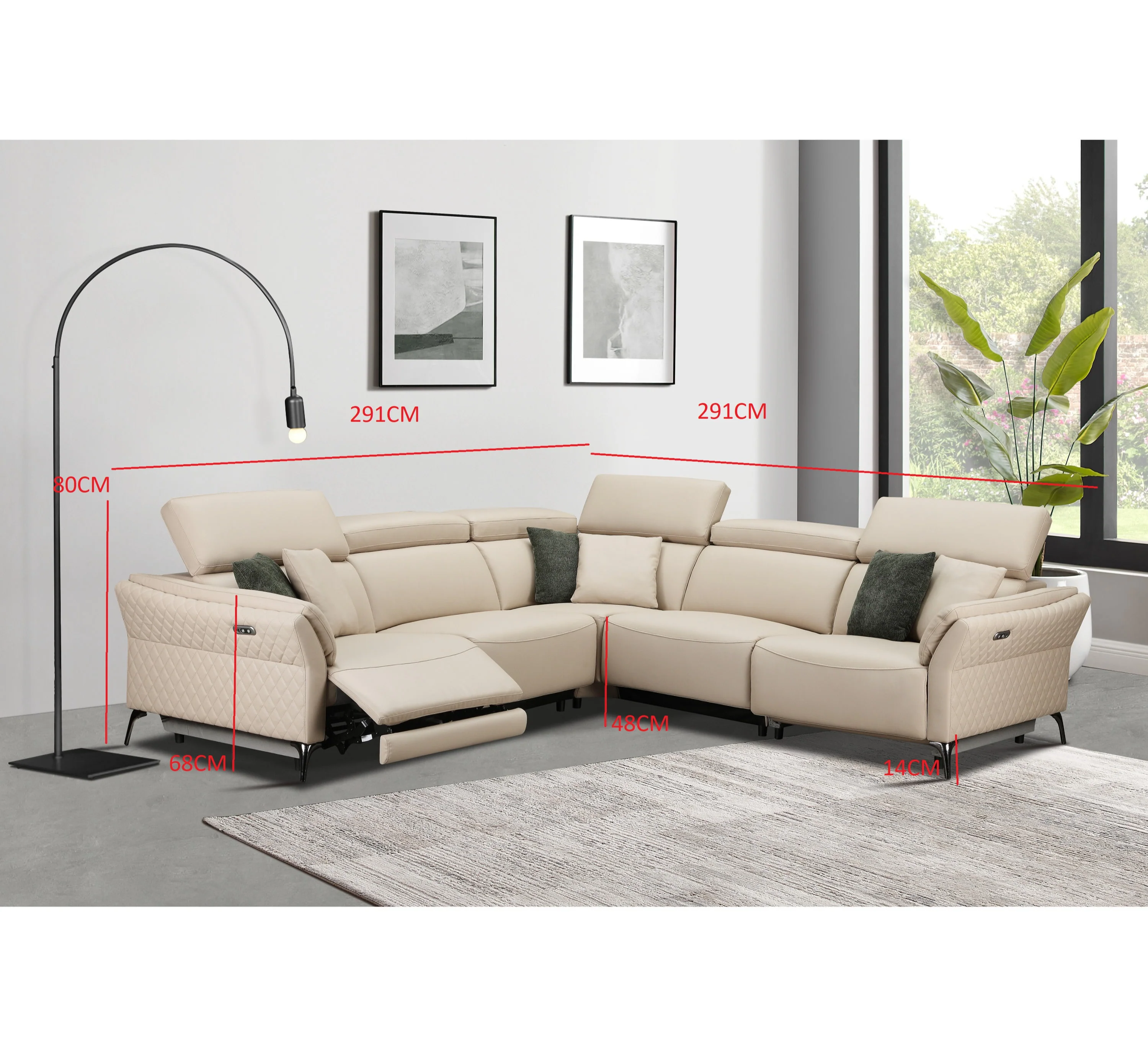 Milan Electric Corner Suite (Cream) - Image 3