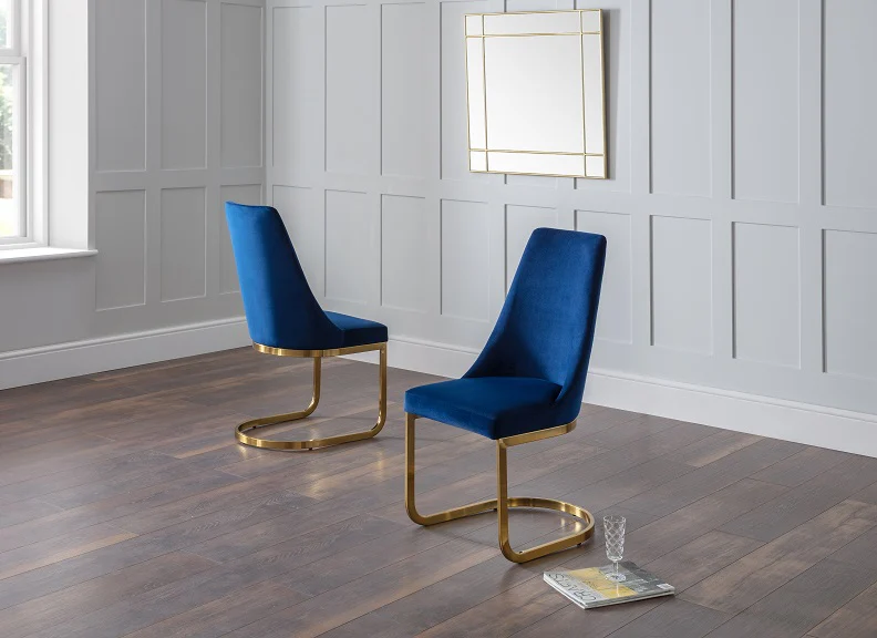 Minori Dining Set – Glass Table with Gold Legs & Velvet Chairs - Image 8