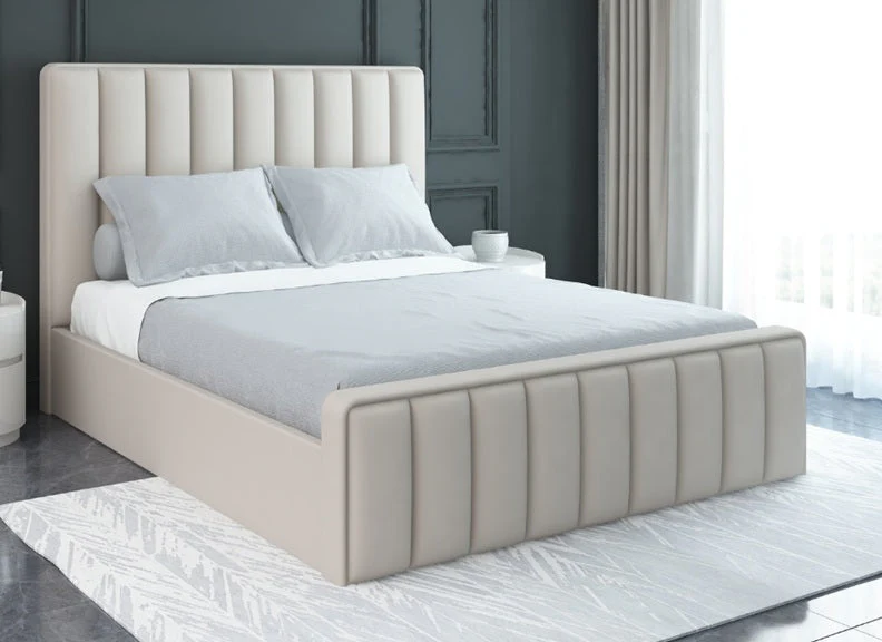Mira 4 ft Upholstered Bed – Luxury Designer Frame with Vertical Panels