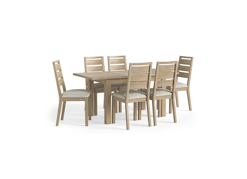 Modern Country Oak Dining Set – Large Extending Table with 4 White Boucle Chairs - Image 8