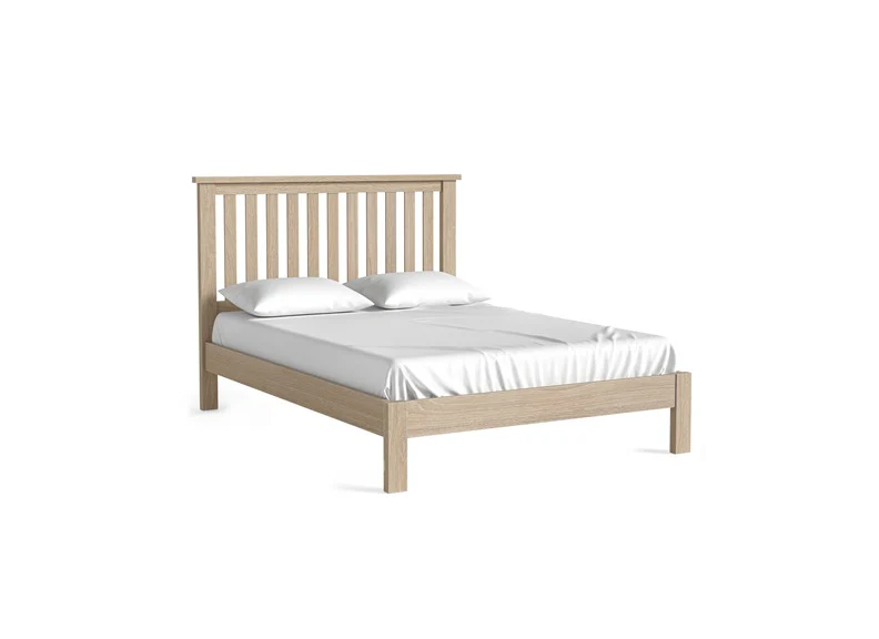 Modern Country Oak 4ft6 Slatted Bed Frame – Whitewashed Finish - Image 2