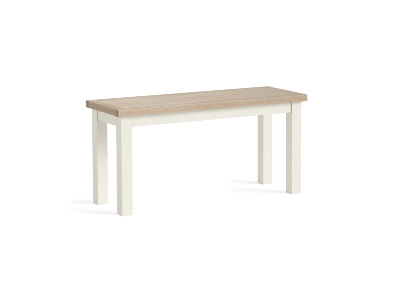 Modern Country Coconut Bench – Oak with Off-White Finish (PRE-ORDER ONLY)
