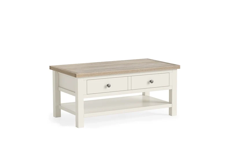 MODERN COUNTRY COCONUT COFFEE TABLE WITH SHELF