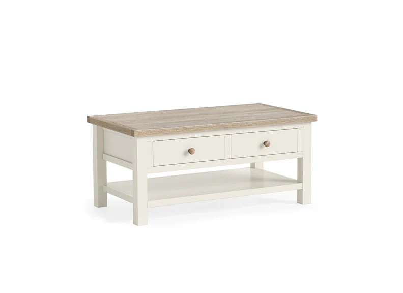 MODERN COUNTRY COCONUT COFFEE TABLE WITH SHELF - Image 2