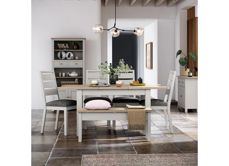 Modern Country Coconut Dining Chair – Oak Frame with Off-White Finish (BOUNCLE GREY)