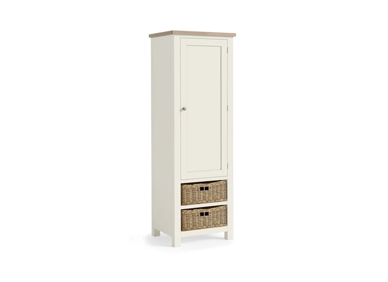 Modern Country Coconut Larder Unit – Oak with Off-White Finish and Baskets 630mm - Image 2