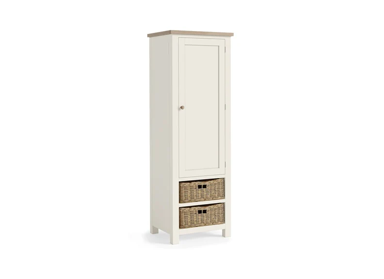 Modern Country Coconut Larder Unit – Oak with Off-White Finish and Baskets 630mm - Image 3