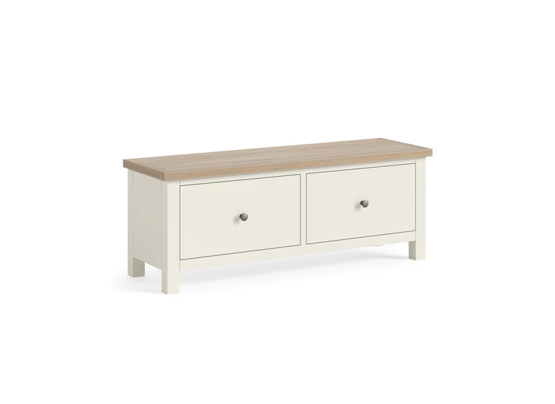Modern Country Coconut Large 2 Drawer Bench – Oak with Off-White Finish (PRE-ORDER FOR JULY) - Image 2