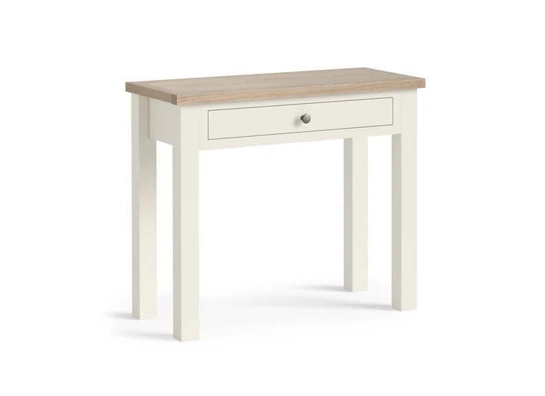 Modern Country Coconut Single Drawer Desk – Oak with Off-White Finish - Image 3