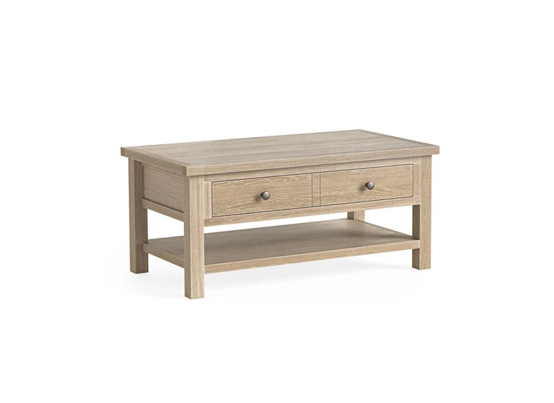 MODERN COUNTRY OAK COFFEE TABLE WITH SHELF - Image 2