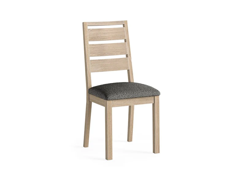 Modern Country Oak Dining Chair – Whitewashed Finish (BOUCLE GREY)