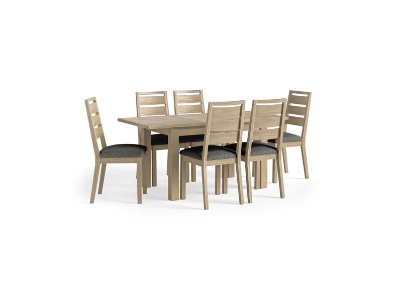 Modern Country Oak Dining Chair – Whitewashed Finish (BOUCLE GREY) - Image 2