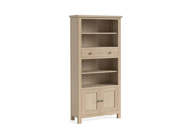 Modern Country Oak Display Unit – Whitewashed Finish with Cupboards 800mm