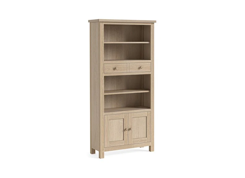 Modern Country Oak Display Unit – Whitewashed Finish with Cupboards 800mm - Image 2