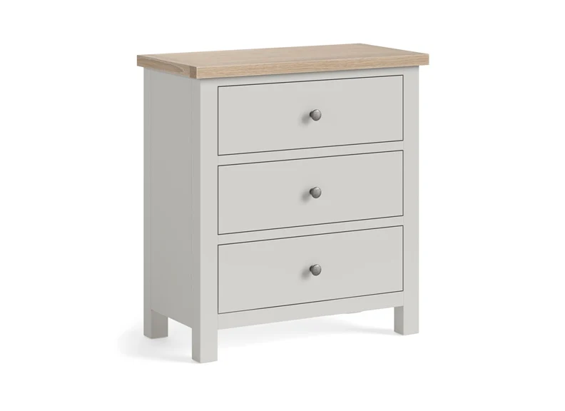 Modern Country Grey 3 Drawer Chest – Oak with Pale Grey Finish 700mm