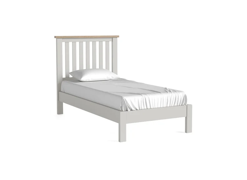 Modern Country Grey 3' Slatted Bed – Oak with Pale Grey Finish
