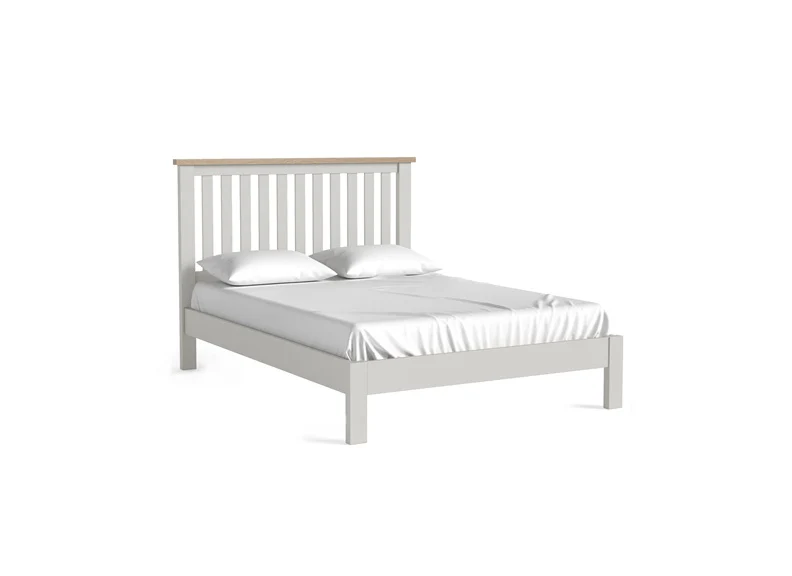 Modern Country Grey 4'6 Slatted Bed Frame – Oak with Pale Grey Finish - Image 2