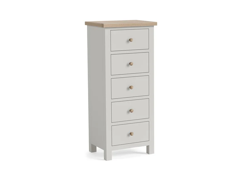 MODERN COUNTRY GREY 5 DRAWER TALL CHEST