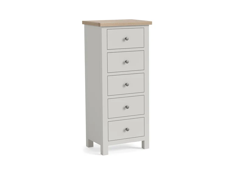 MODERN COUNTRY GREY 5 DRAWER TALL CHEST - Image 3