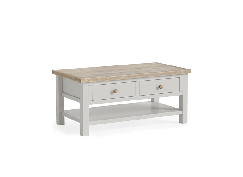MODERN COUNTRY GREY COFFEE TABLE WITH SHELF
