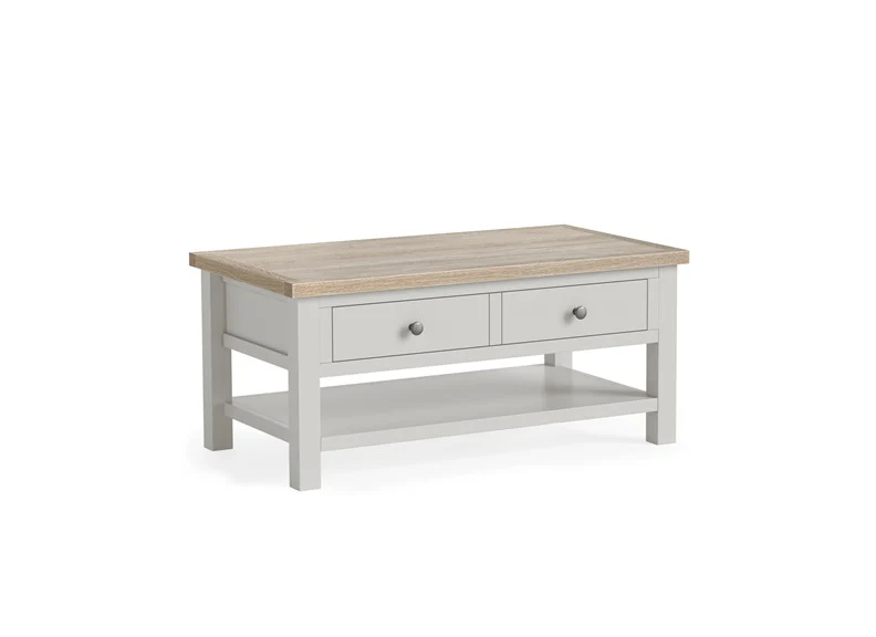 MODERN COUNTRY GREY COFFEE TABLE WITH SHELF - Image 2