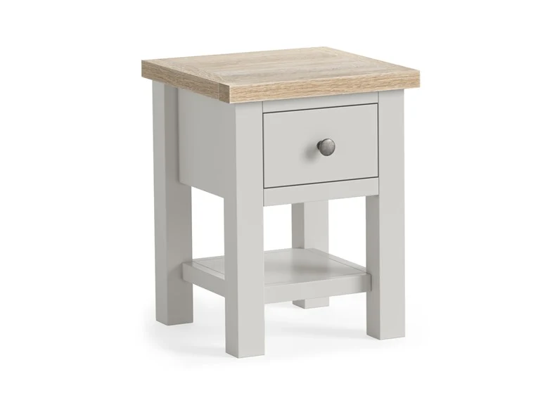 MODERN COUNTRY GREY LAMP TABLE WITH SHELF