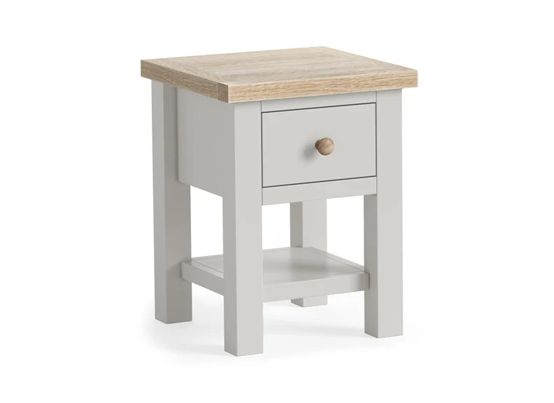 MODERN COUNTRY GREY LAMP TABLE WITH SHELF - Image 2