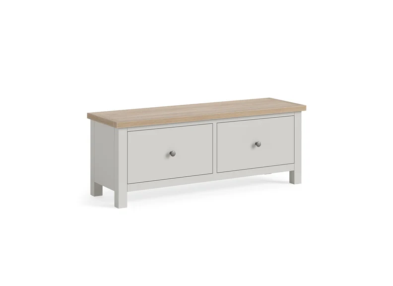 MODERN COUNTRY GREY LARGE 2 DRAWER BENCH - Image 2