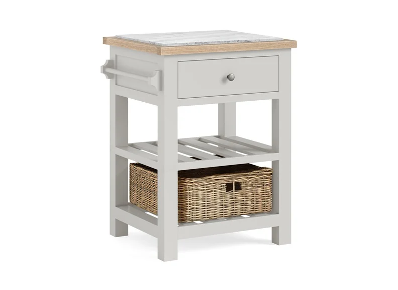 Modern Country Grey Small Kitchen Island – Oak with Marble Effect Top - Image 2