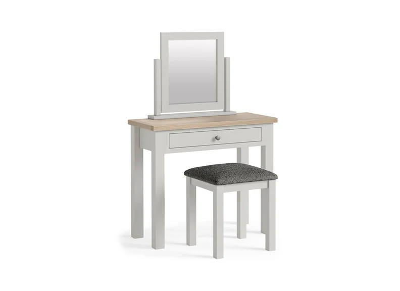 Modern Country Grey Stool – Oak with Padded Seat - Image 2