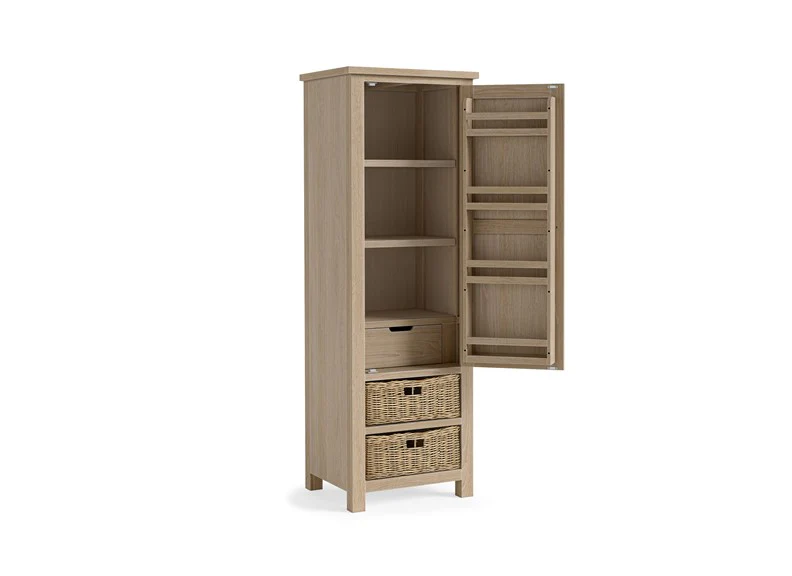MODERN COUNTRY OAK LARDER UNIT - V2 – Whitewashed Oak with Baskets 630mm - Image 4