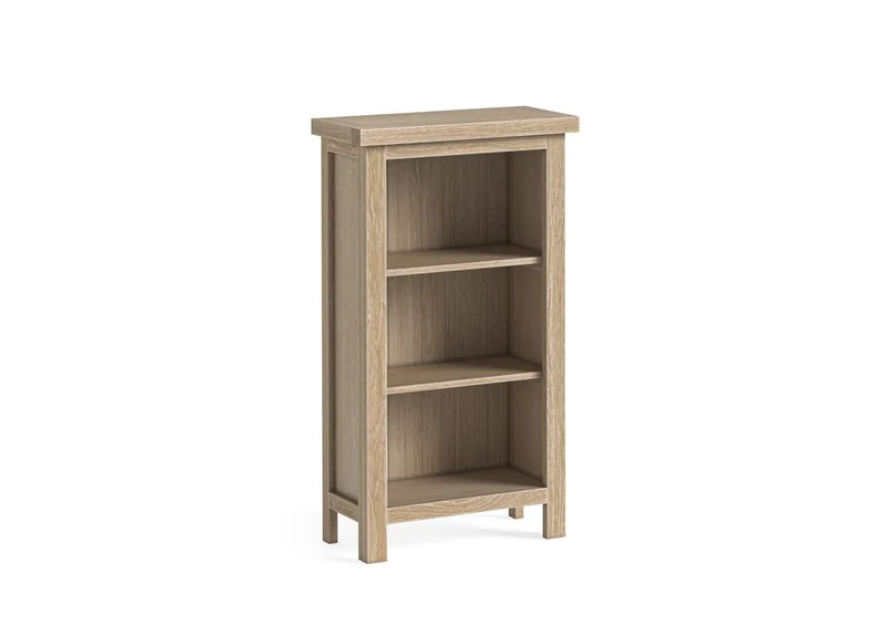 Modern Country Oak Mini Bookcase – Whitewashed Finish with 3 Shelves 450mm