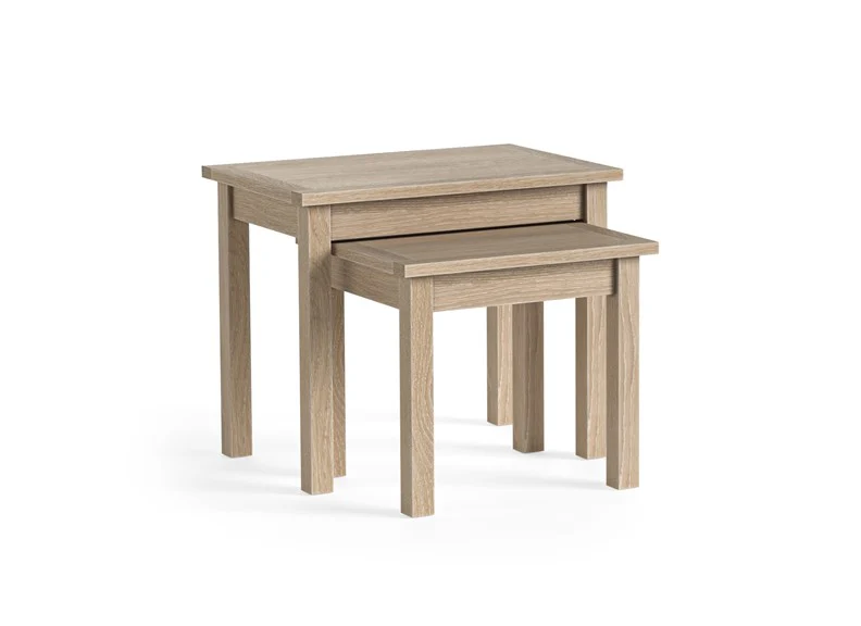 Modern Country Oak Nest of Tables – Whitewashed Oak Finish 600mm