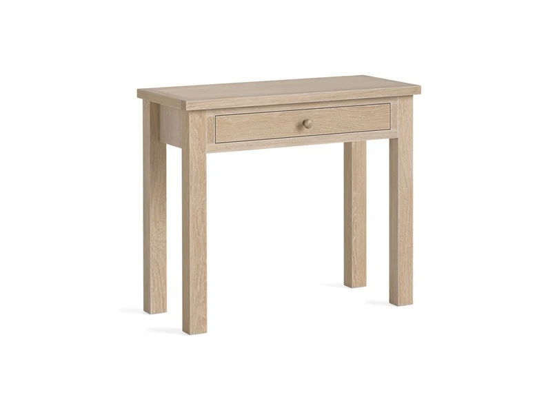 Modern Country Oak Single Drawer Desk – Whitewashed Finish 870mm - Image 3