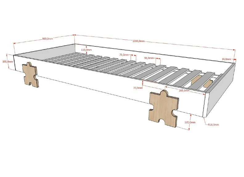 Modulo Puzzle Bed – Stackable Design for Space Saving 200x90 cm - Image 6