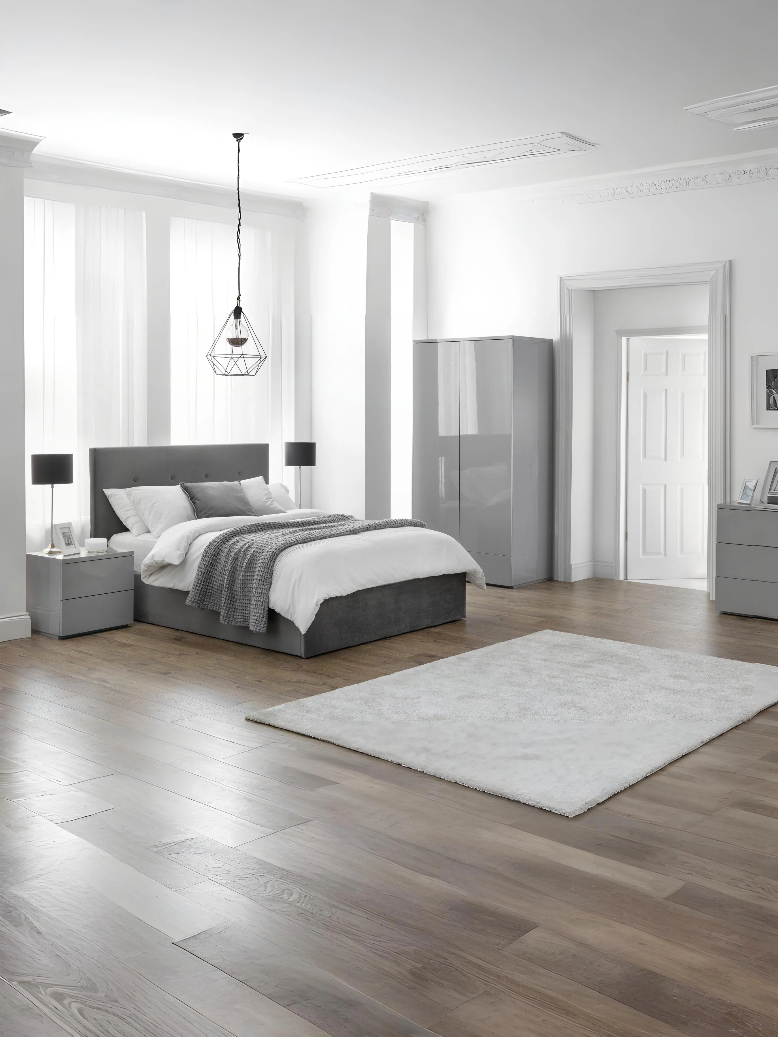 Monaco 2 Drw Bedside - Grey Gloss - Image 2