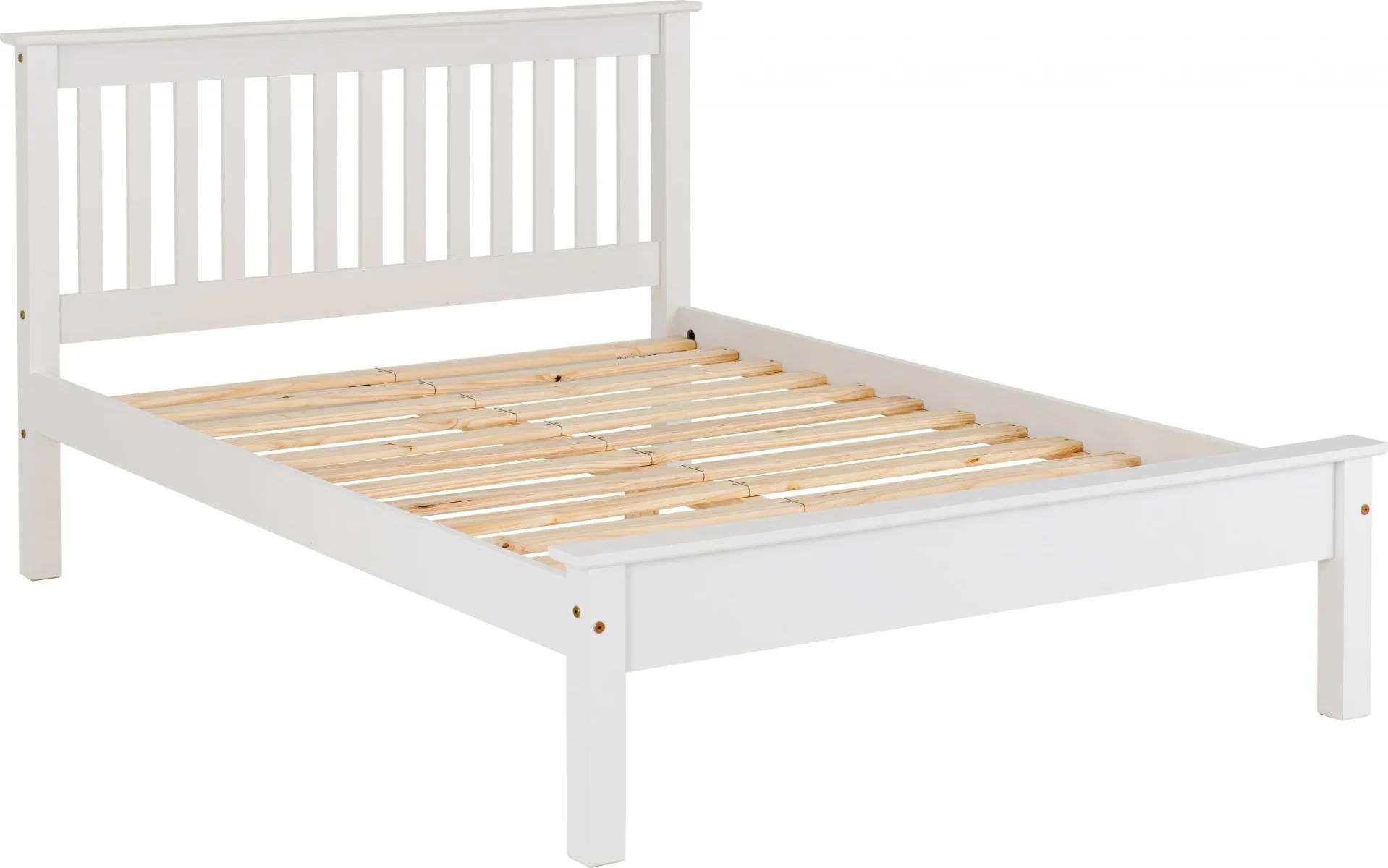 Monaco 4ft Low Foot End Bed Frame – White with Solid Pine Slats - Image 3