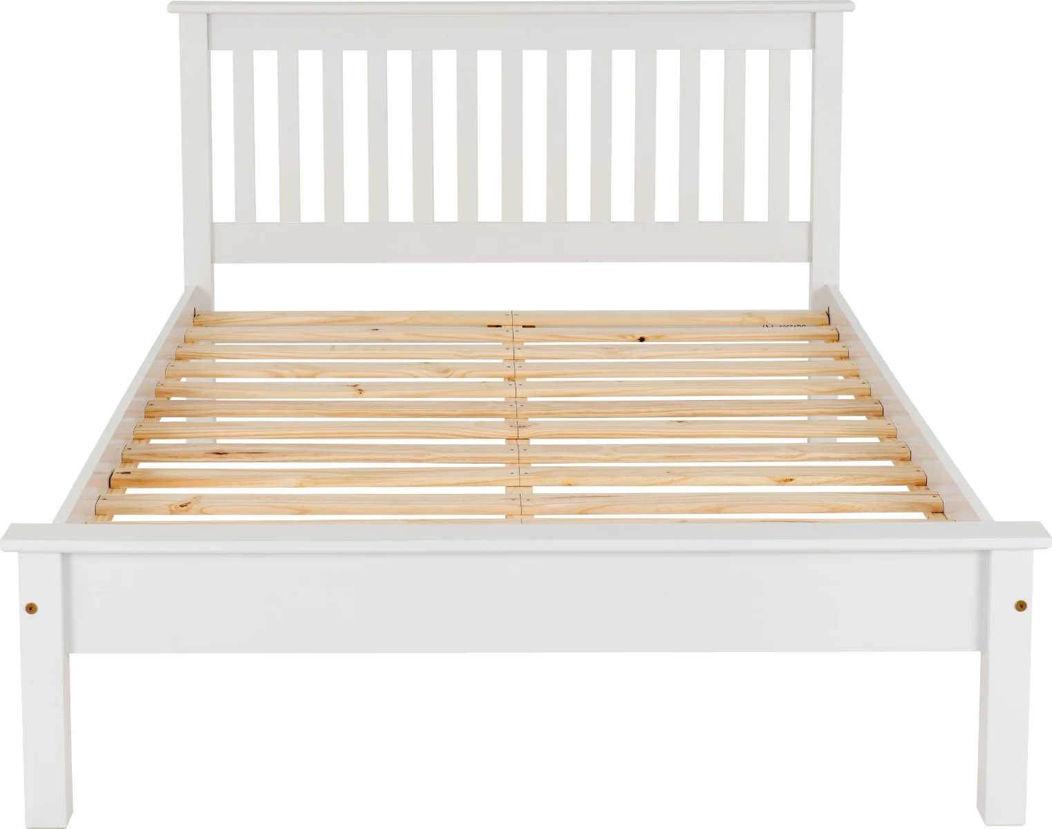Monaco 4ft Low Foot End Bed Frame – White with Solid Pine Slats - Image 4