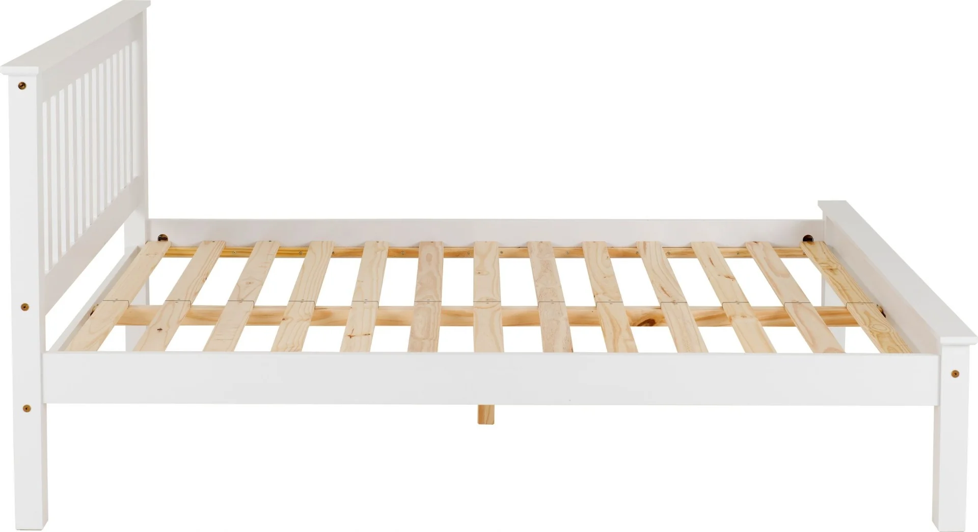 Monaco 4ft Low Foot End Bed Frame – White with Solid Pine Slats - Image 5