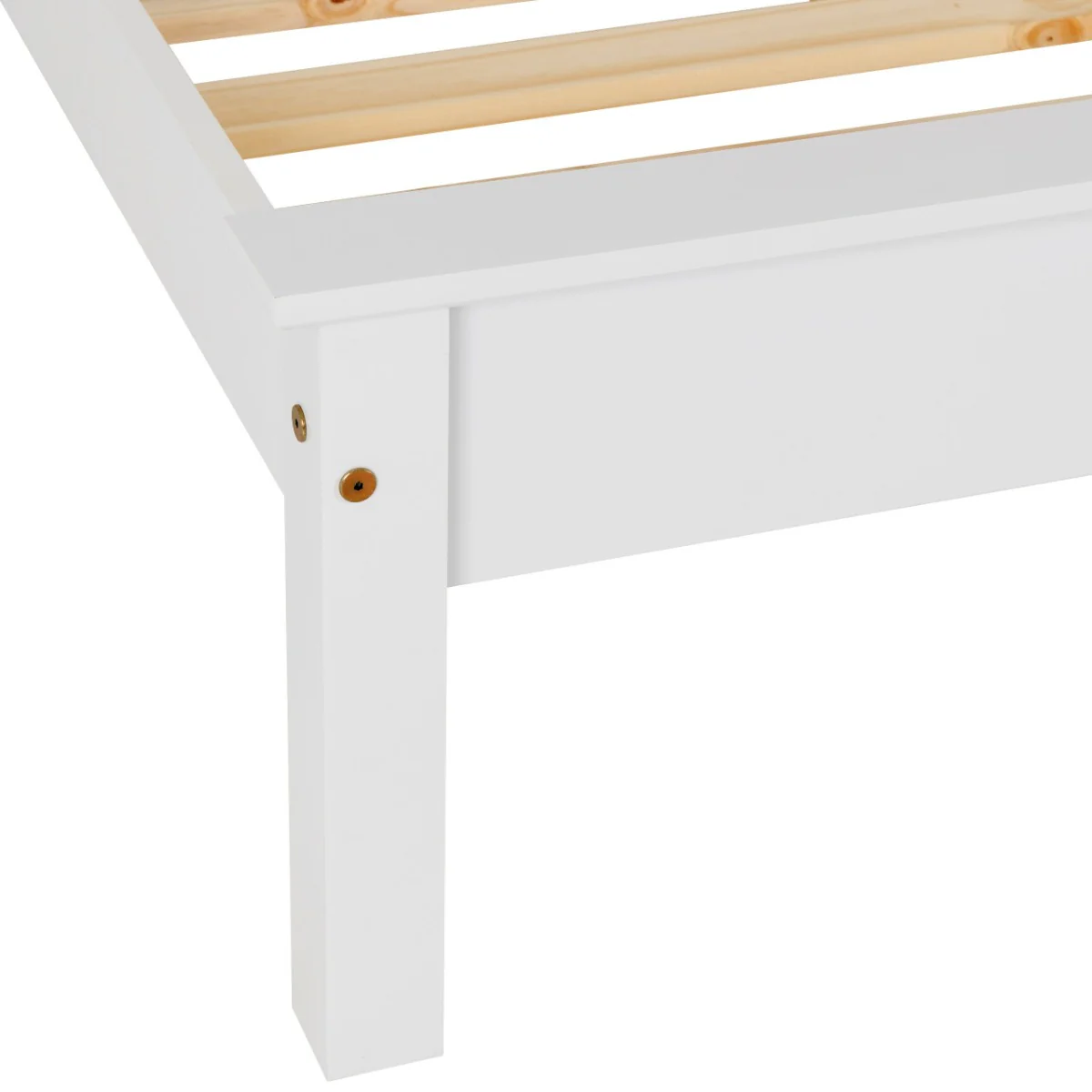 Monaco 4ft Low Foot End Bed Frame – White with Solid Pine Slats - Image 6