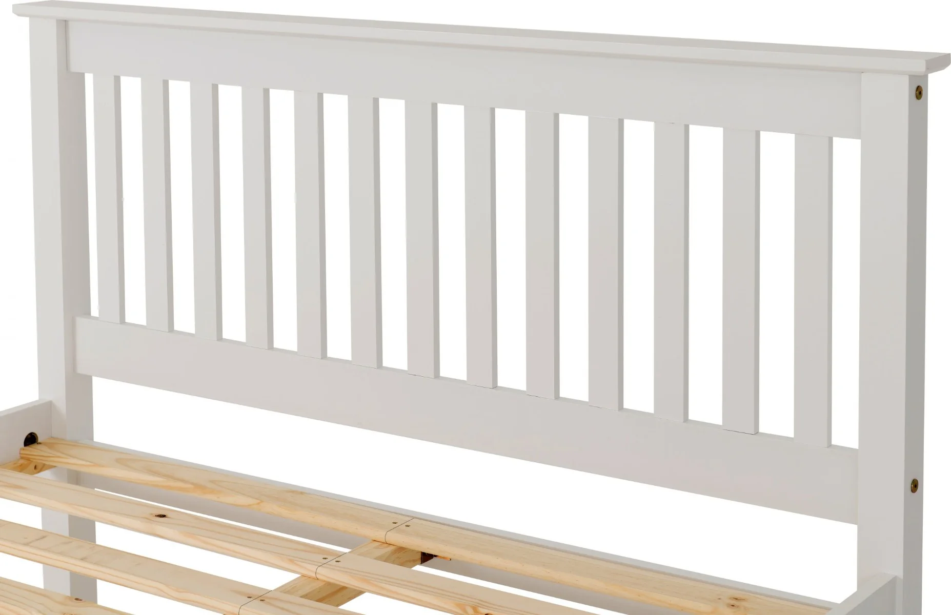 Monaco 4ft Low Foot End Bed Frame – White with Solid Pine Slats - Image 8