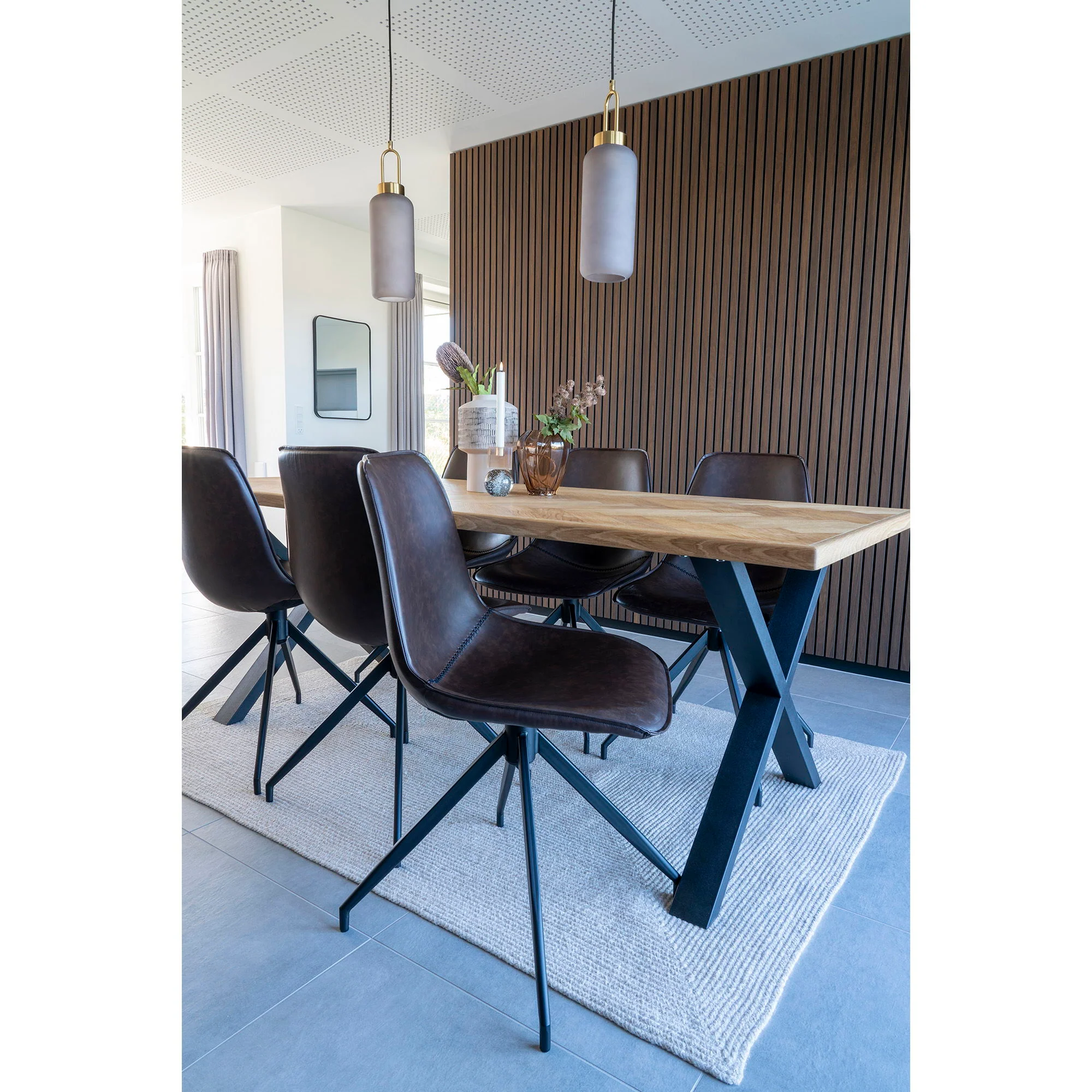 Monaco Dining Chair Option 1 – Brown PU with Steel Frame