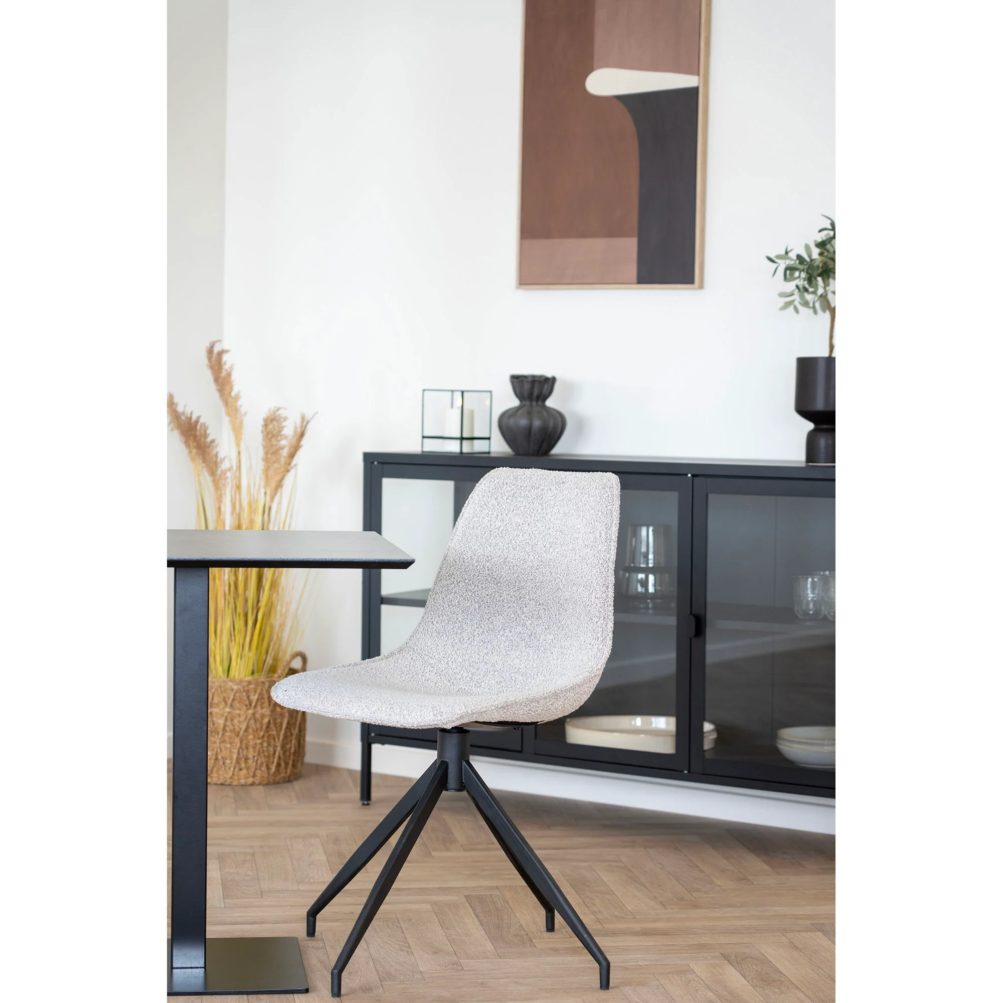 Monaco Dining Chair Option 5 – Sand Fabric with Steel Frame