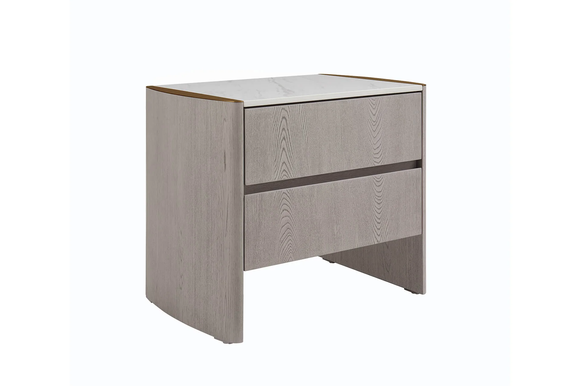 Mondello 2 Drawer Bedside Table – Washed Oak with Sintered Stone Top - Image 7