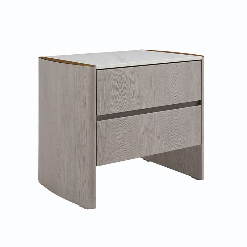 Mondello 2 Drawer Bedside Table – Washed Oak with Sintered Stone Top - Image 8
