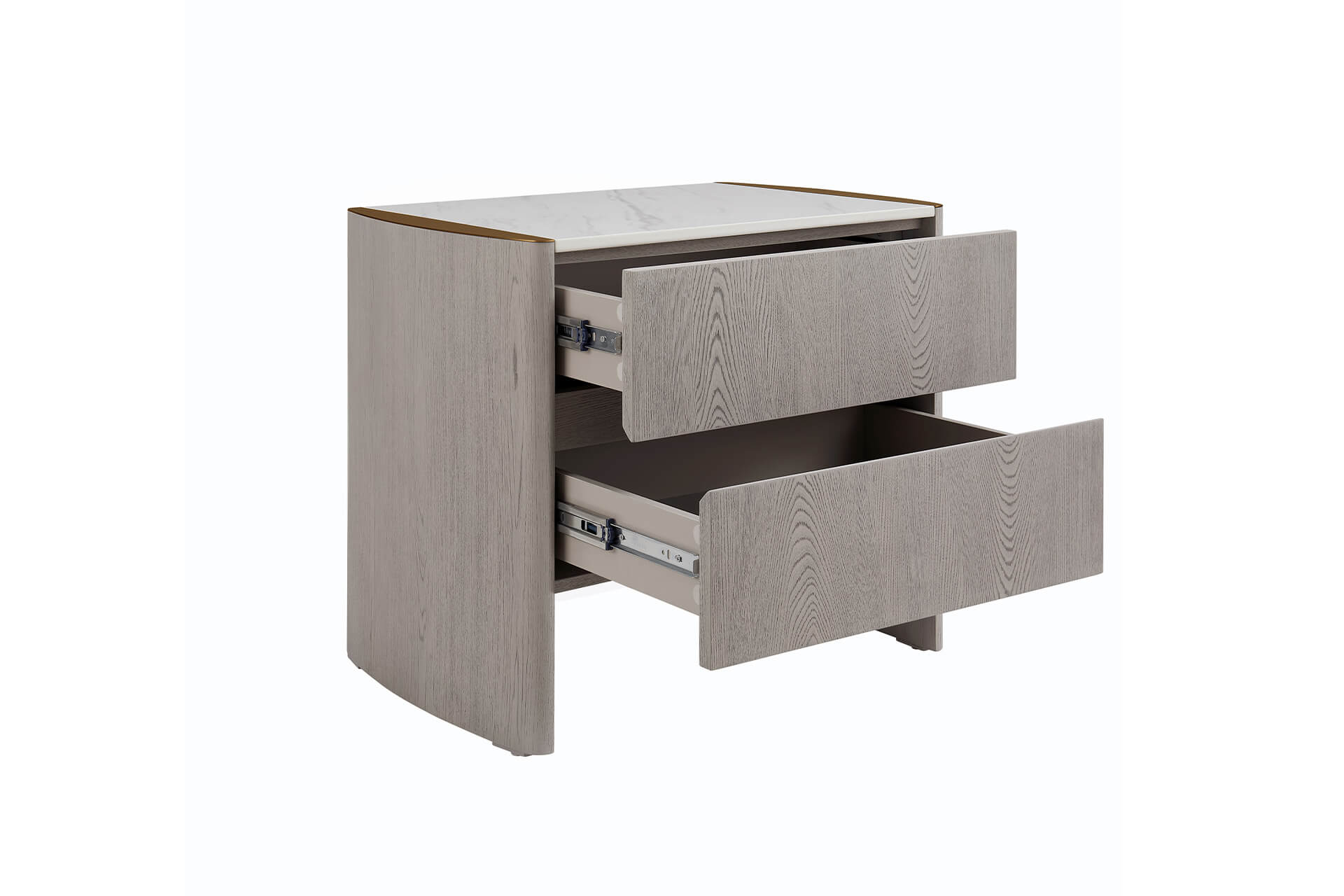 Mondello 2 Drawer Bedside Table – Washed Oak with Sintered Stone Top - Image 9