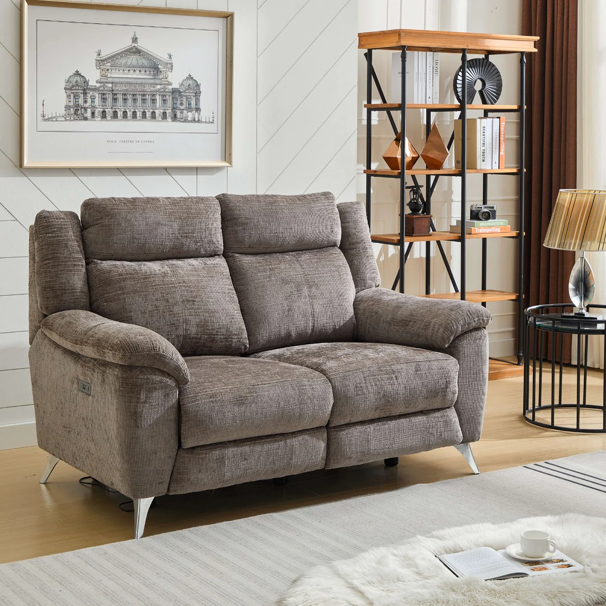 Monroe Electric 2 Seater – Stone Fabric with Adjustable Headrest